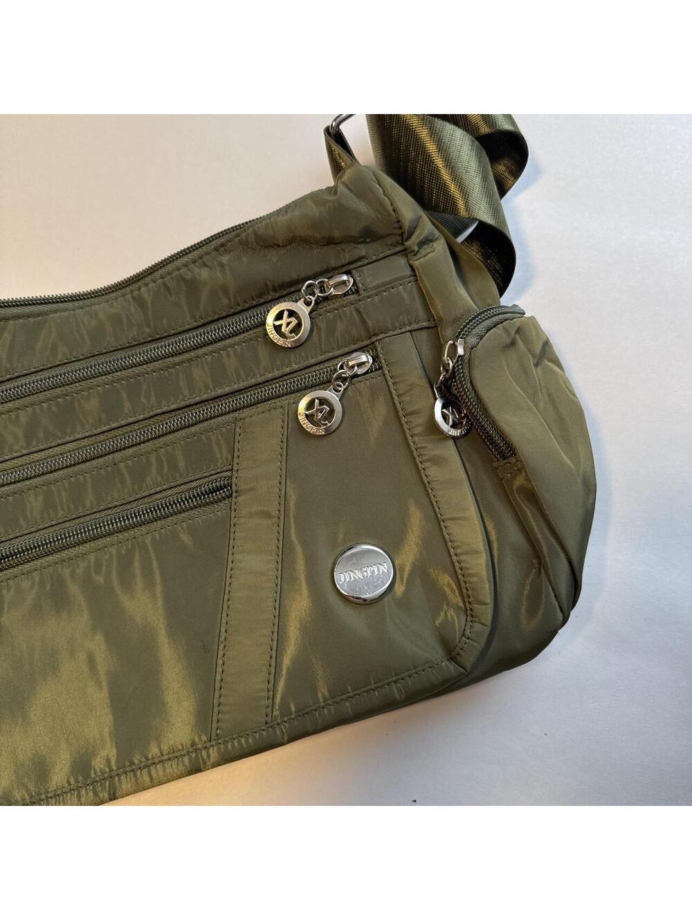 Y2K Jingpin Olive Green Nylon Crossbody Bag Utility C… - Gem